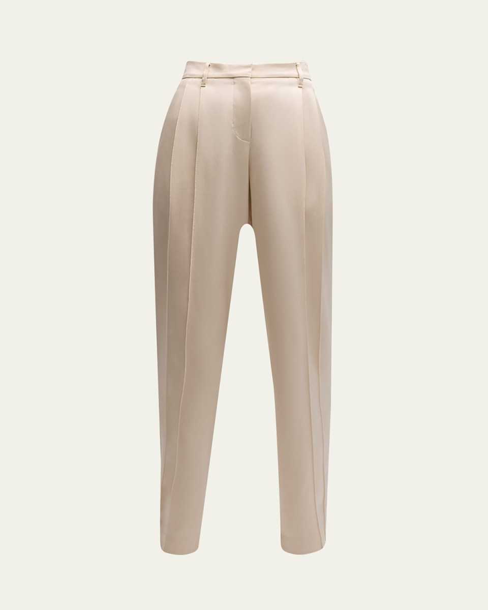 Pintuck Couture Satin Cady Loose Pants